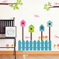 House Fence and Pink Birds Wall Sticker